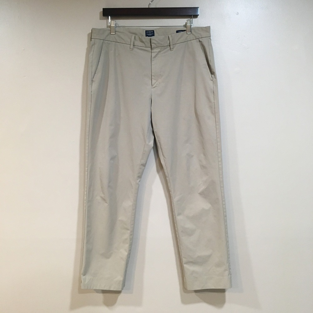 J.Crew Thompson Flex Tapered Chino Tech Pants Mens 34x30 Khaki Tan Preppy Work